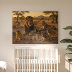 Leinwandbild Löwenfamilie - Künstlerische Fotografie Afrikanische Savanne - Haus Deko
