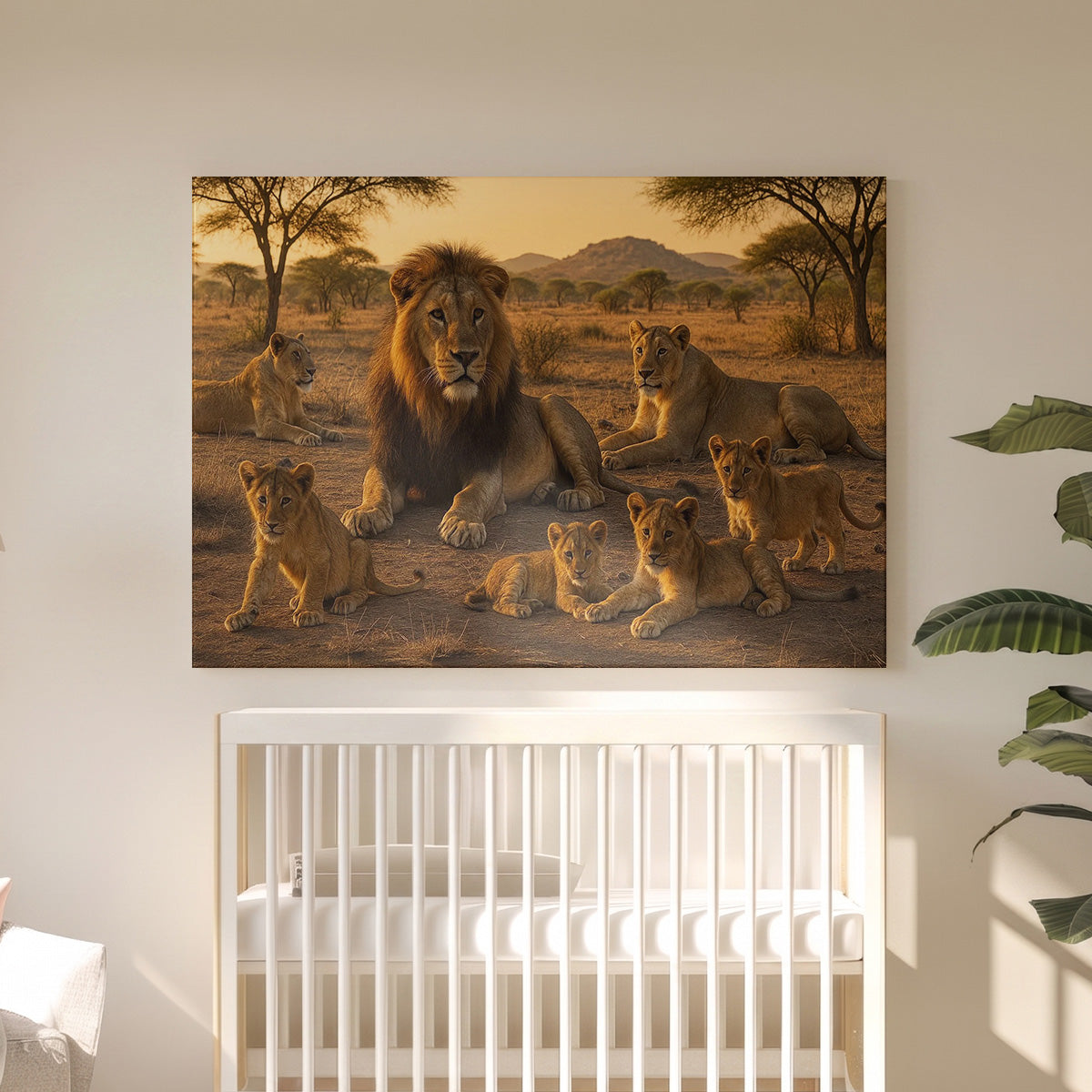 Leinwandbild Löwenfamilie - Künstlerische Fotografie Afrikanische Savanne - Haus Deko