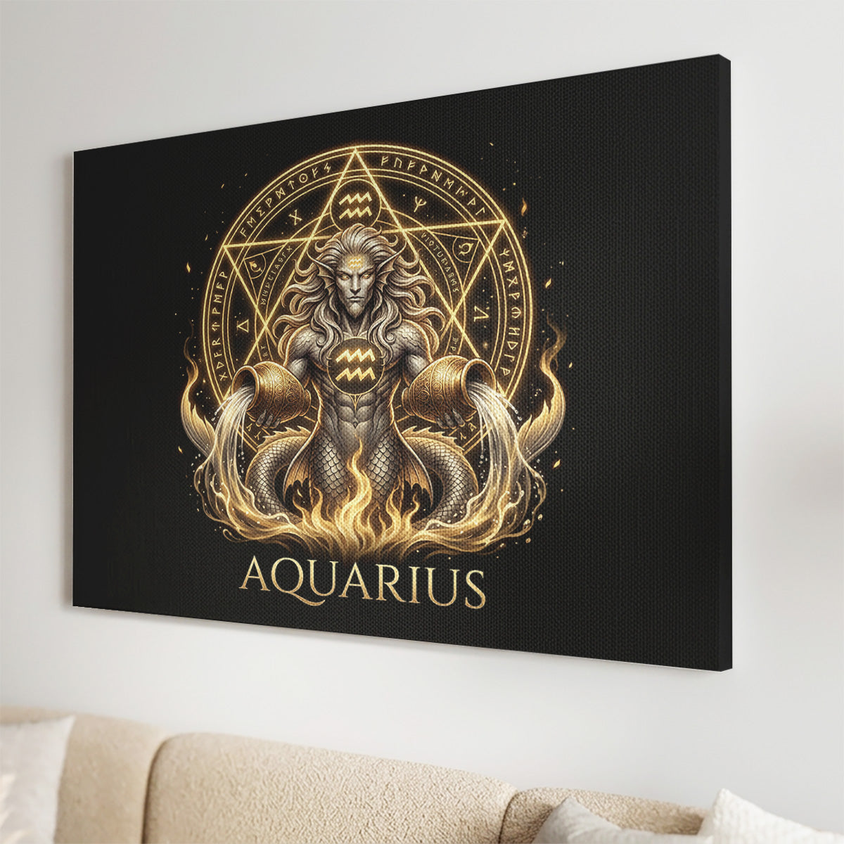 Wassermann Goldenes Sternzeichen Heilige Geometrie Leinwandbild
