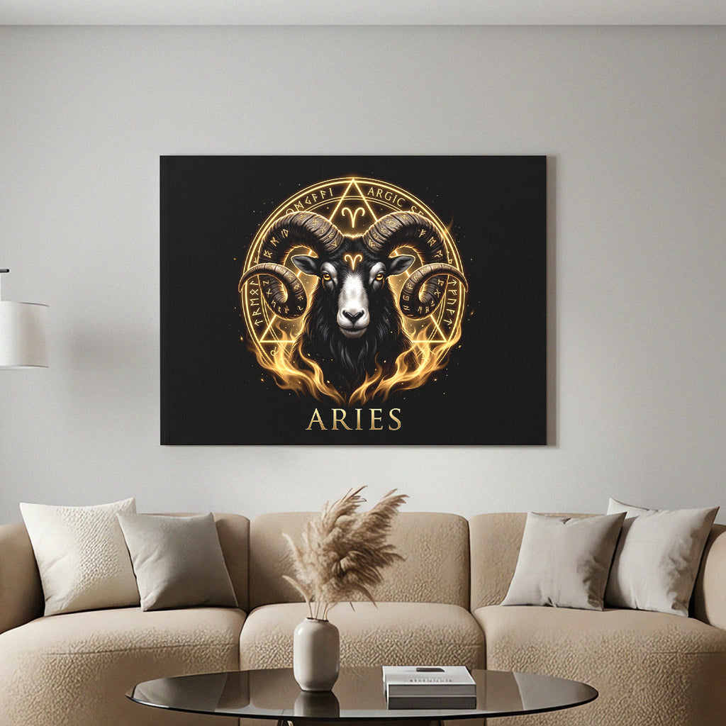 Widder Goldenes Sternzeichen Heilige Geometrie Leinwandbild