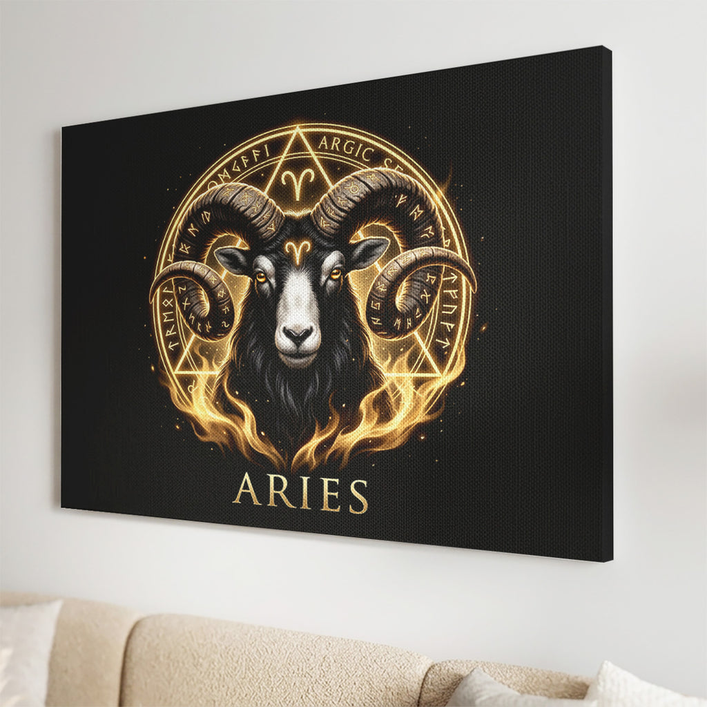 Widder Goldenes Sternzeichen Heilige Geometrie Leinwandbild
