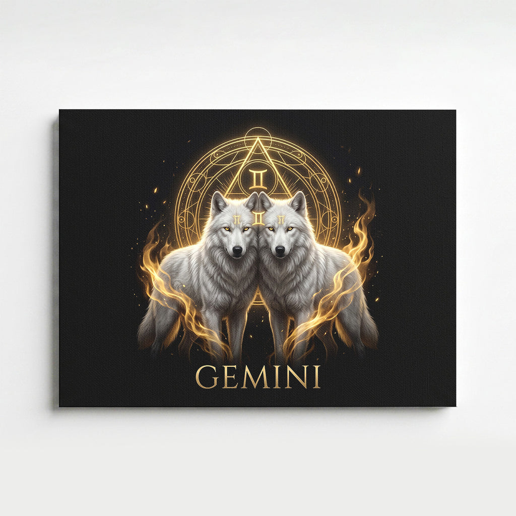 Zwillinge Goldenes Sternzeichen Heilige Geometrie Leinwandbild