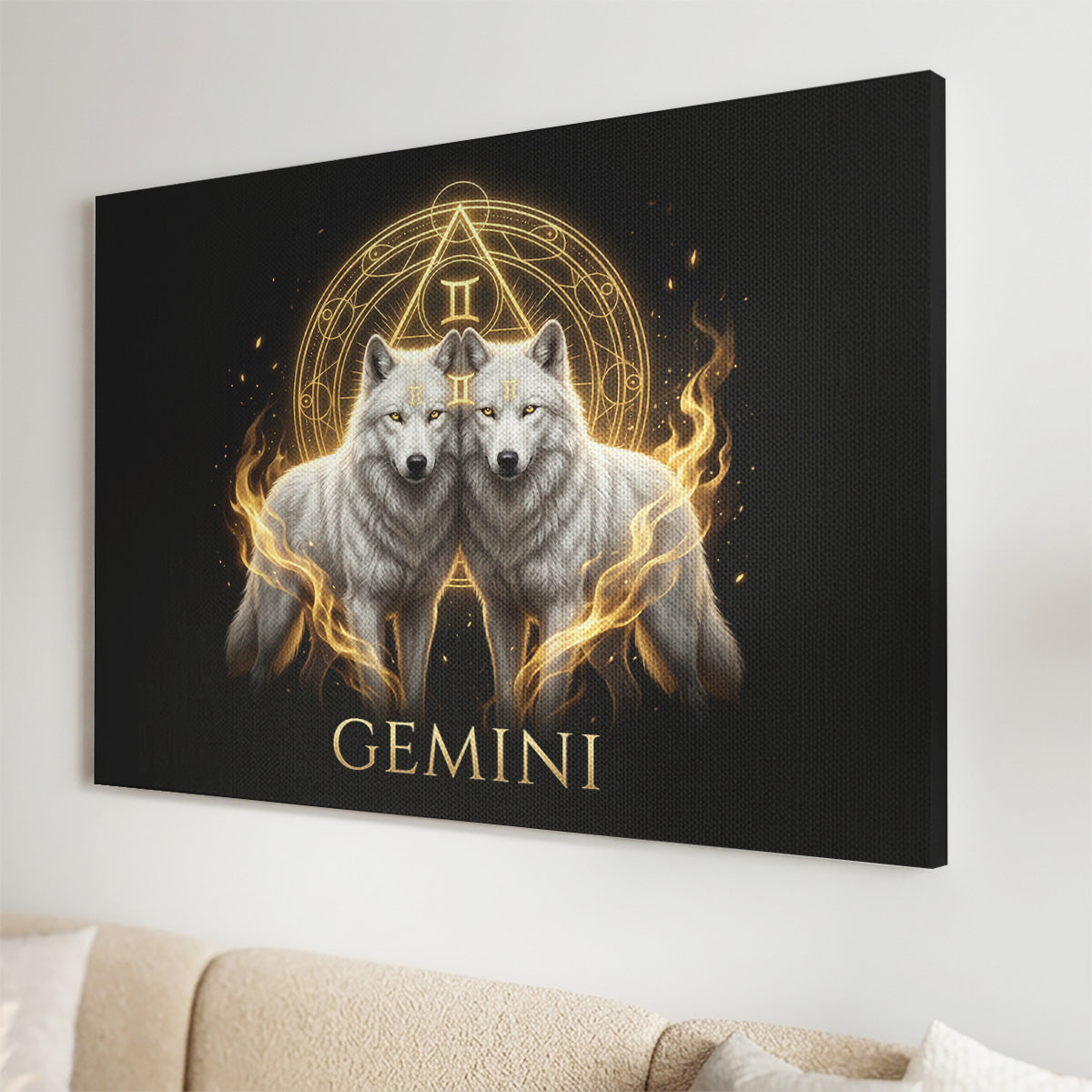 Zwillinge Goldenes Sternzeichen Heilige Geometrie Leinwandbild