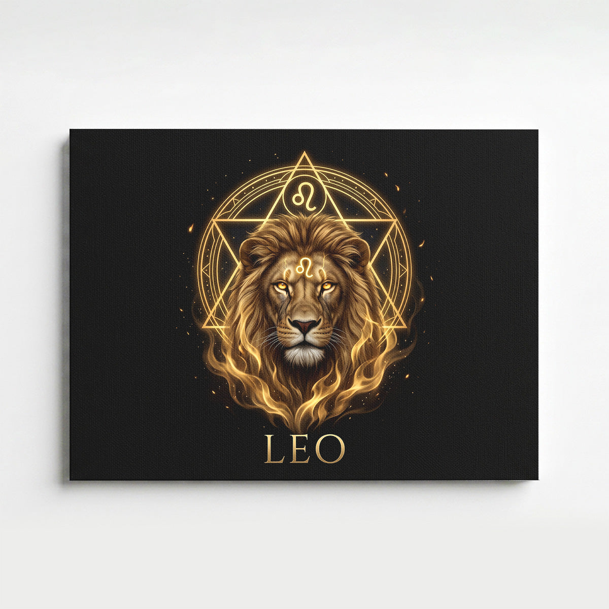 Löwe Goldenes Sternzeichen Heilige Geometrie Leinwandbild