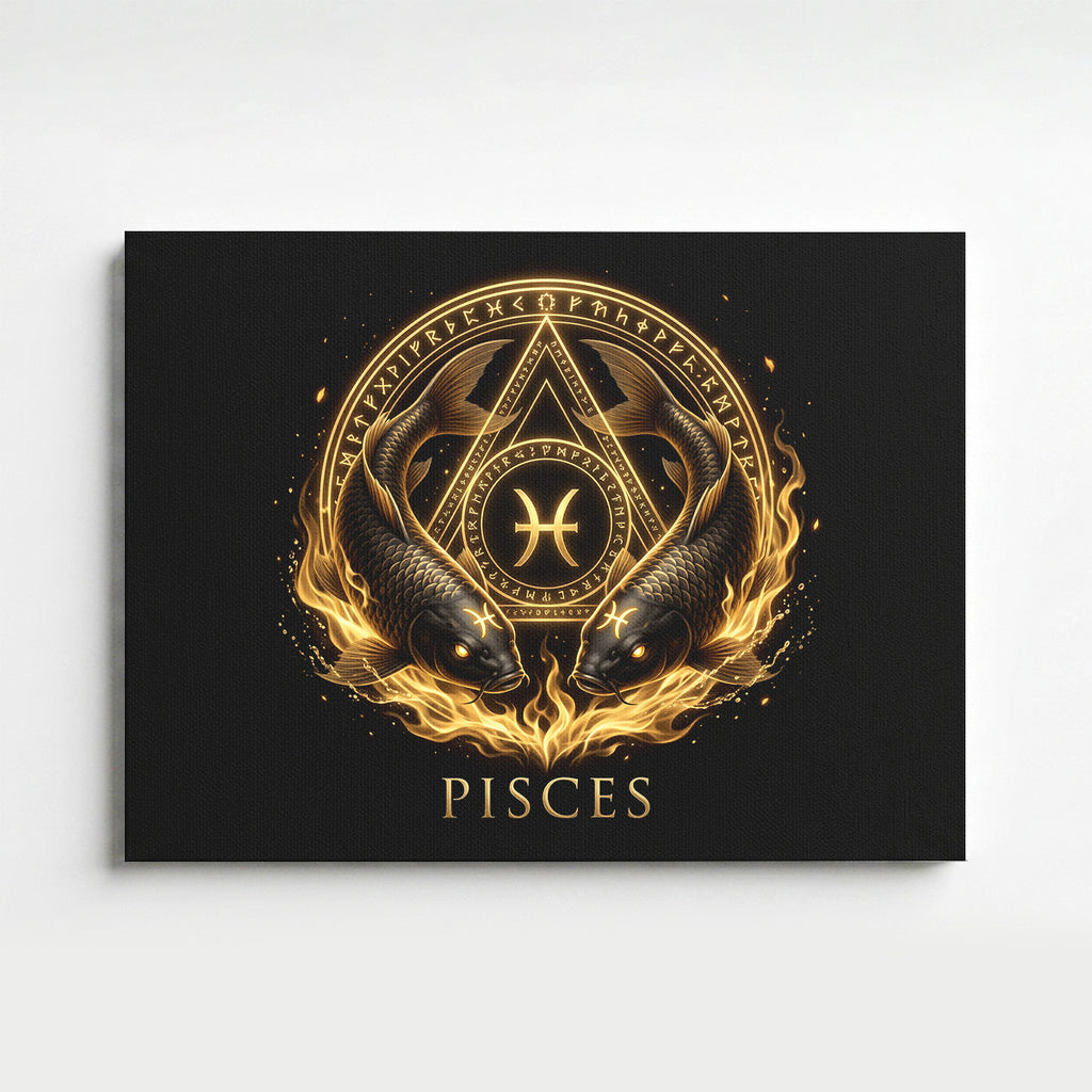 Fische Goldenes Sternzeichen Heilige Geometrie Leinwandbild