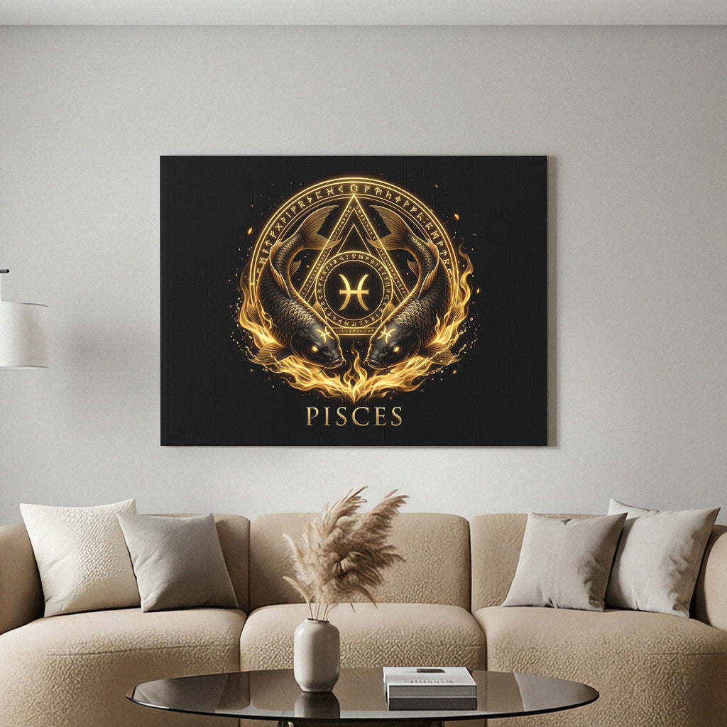 Fische Goldenes Sternzeichen Heilige Geometrie Leinwandbild