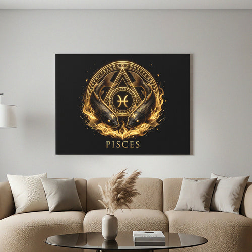 Fische Goldenes Sternzeichen Heilige Geometrie Leinwandbild