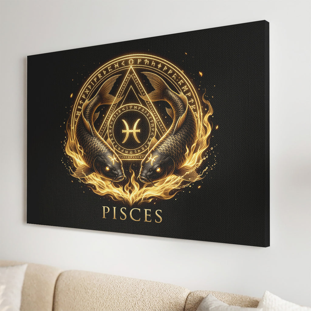 Fische Goldenes Sternzeichen Heilige Geometrie Leinwandbild
