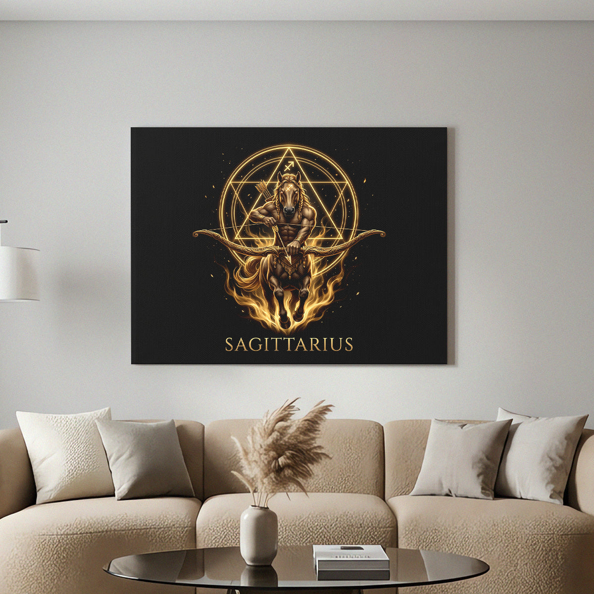 Schütze Goldenes Sternzeichen Heilige Geometrie Leinwandbild