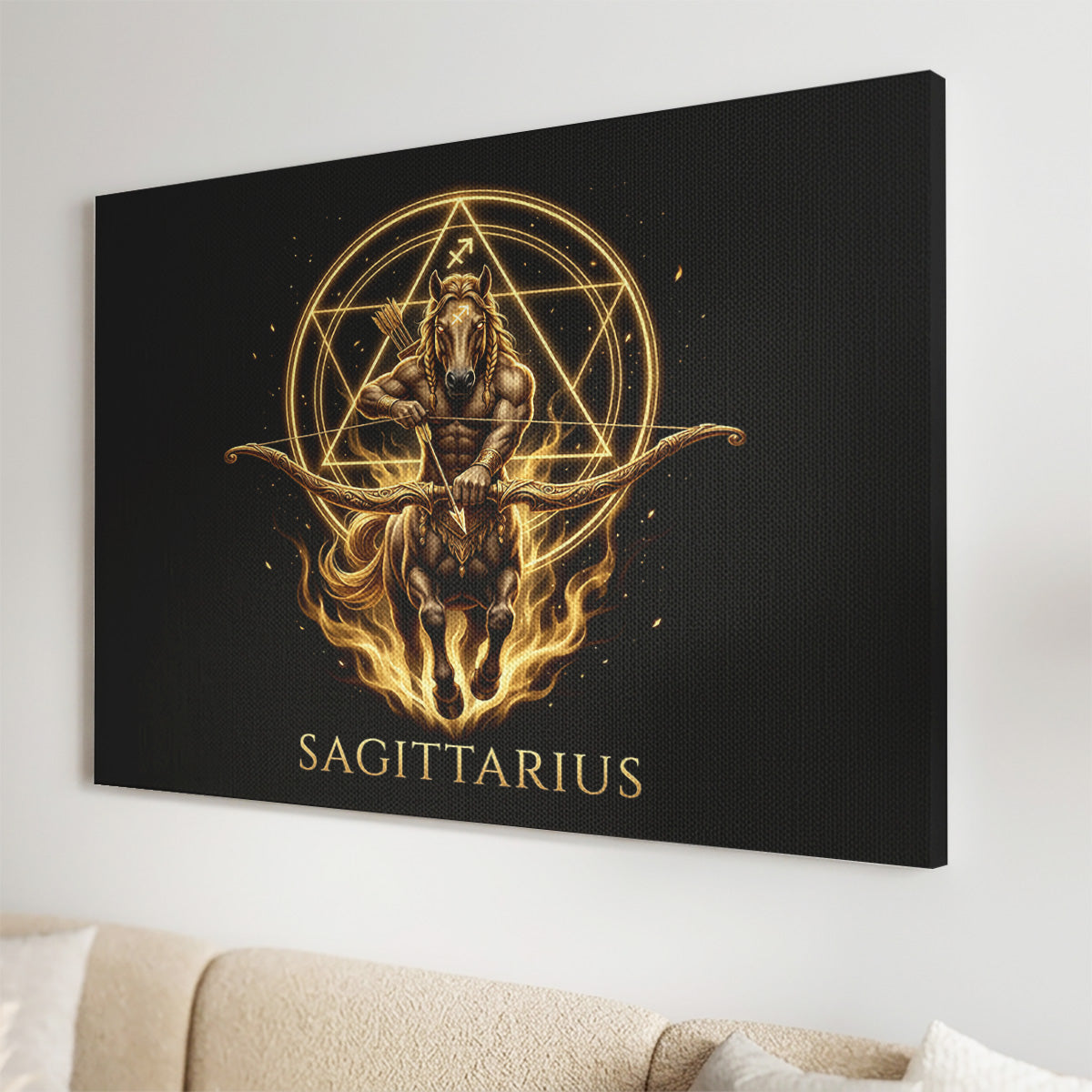 Schütze Goldenes Sternzeichen Heilige Geometrie Leinwandbild