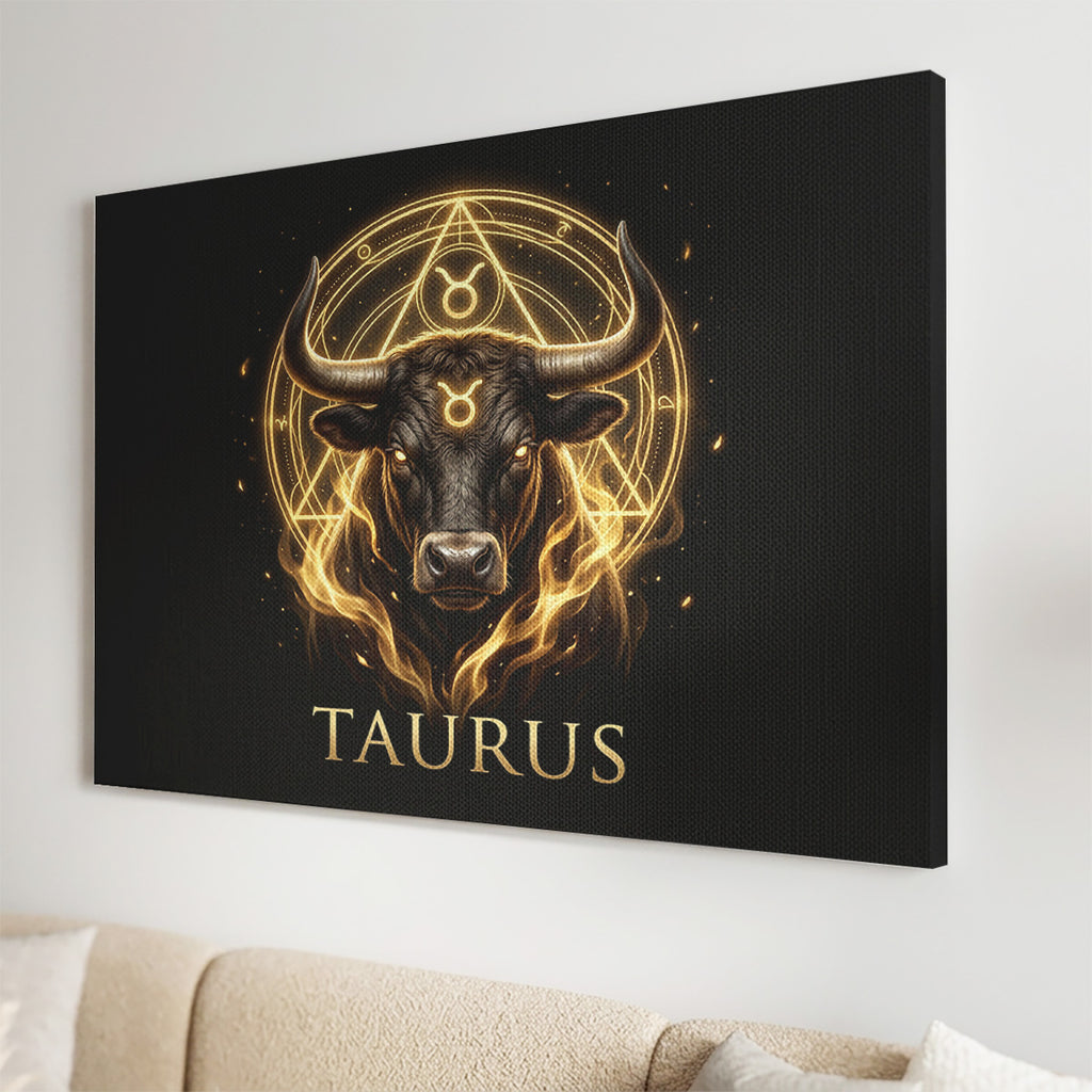 Stier Goldenes Sternzeichen Heilige Geometrie Leinwandbild