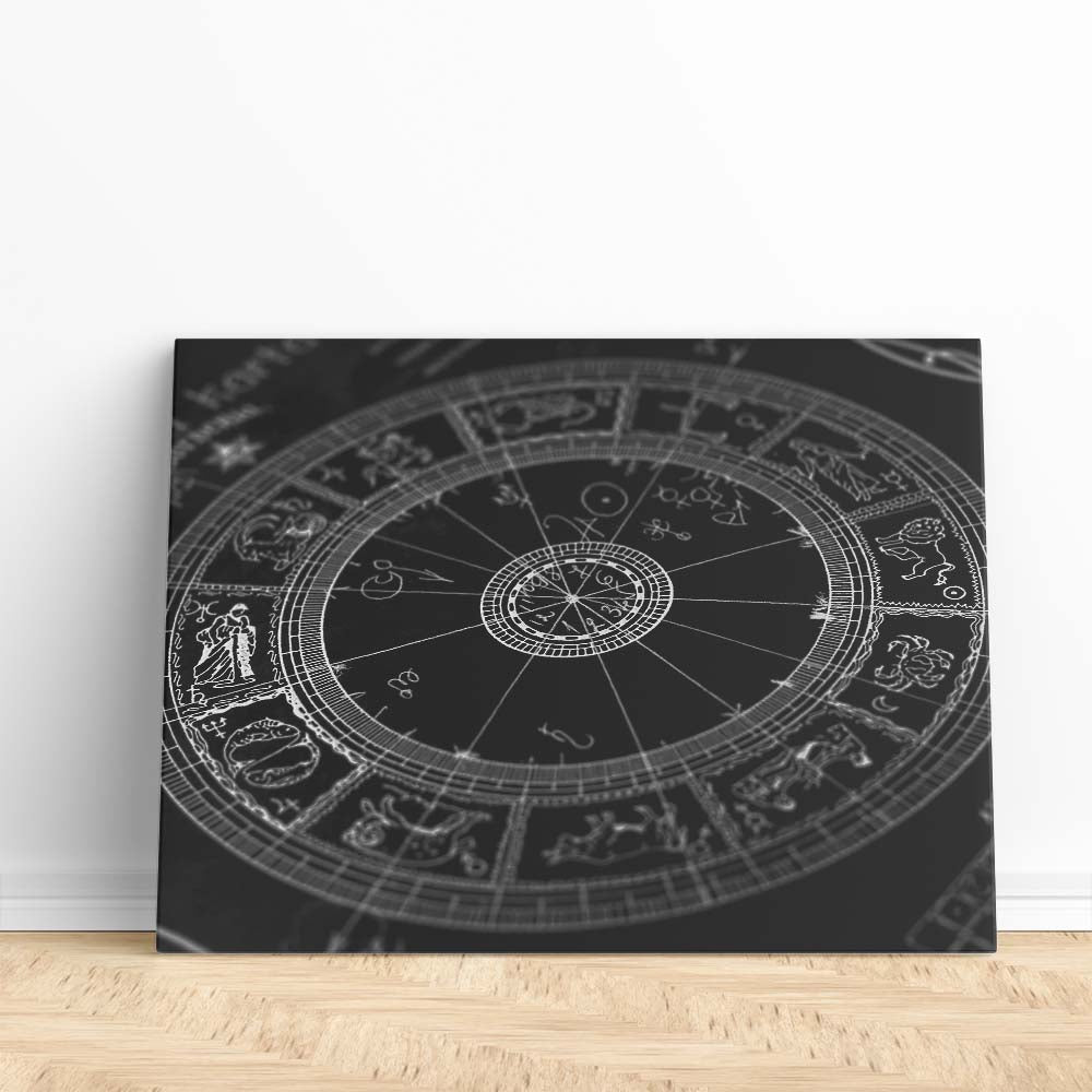 Minimalistisches Leinwandbild Sternzeichen in Schwarz-Weiß