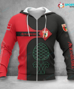 FC Augsburg Hoodie Zip Herren | FCA Kapuzenjacke mit Reißverschluss VITC3106