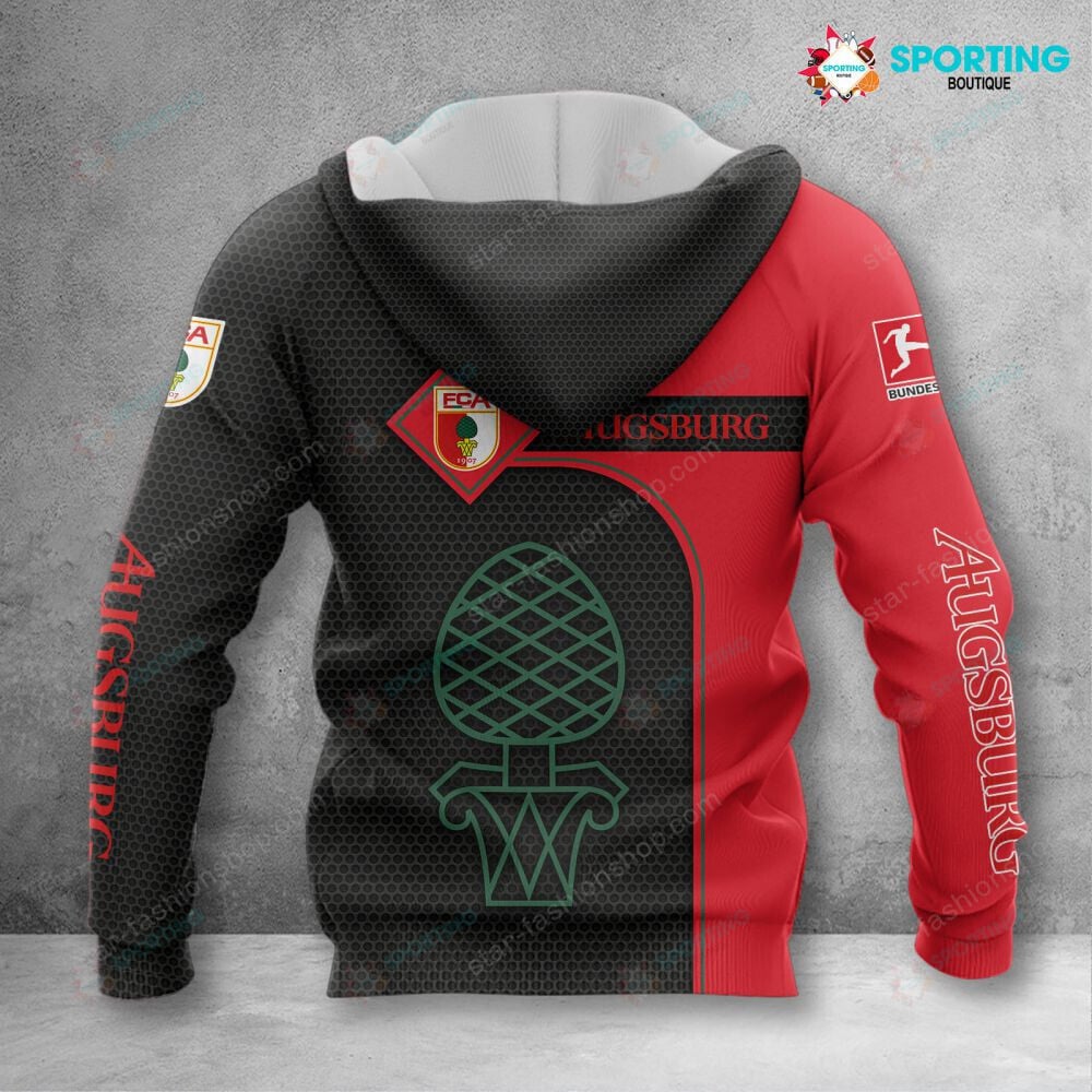 FC Augsburg Hoodie Zip Herren | FCA Kapuzenjacke mit Reißverschluss VITC3106 – Bild 2