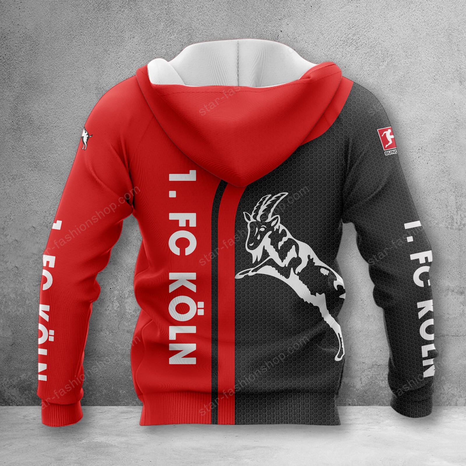 1. FC Köln Hoodie Zip Herren | Effzeh Kapuzenjacke mit Reißverschluss WINA2500 – Bild 2