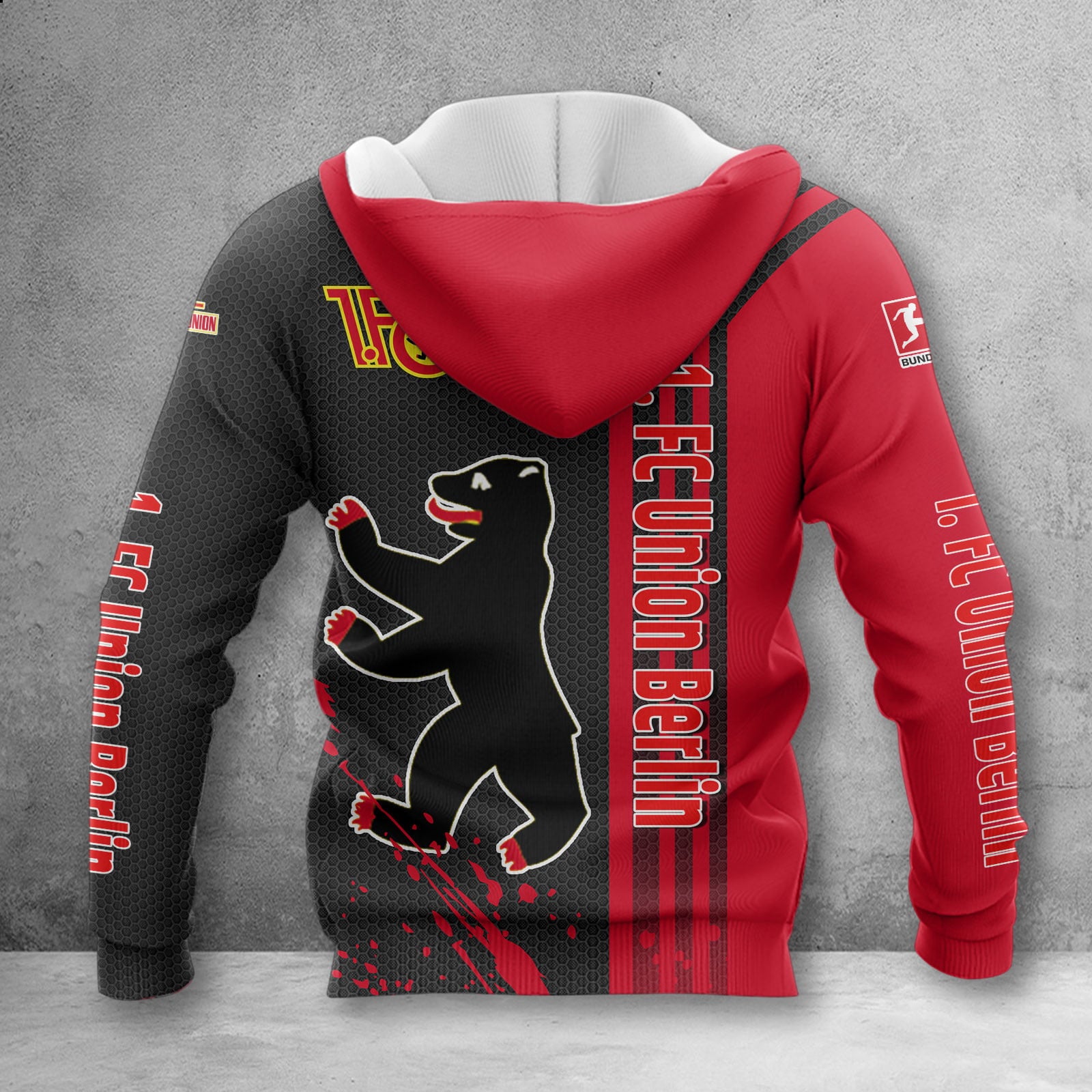 Union Berlin Hoodie Zip Herren | FCU Kapuzenjacke mit Reißverschluss WINA2754 – Bild 2