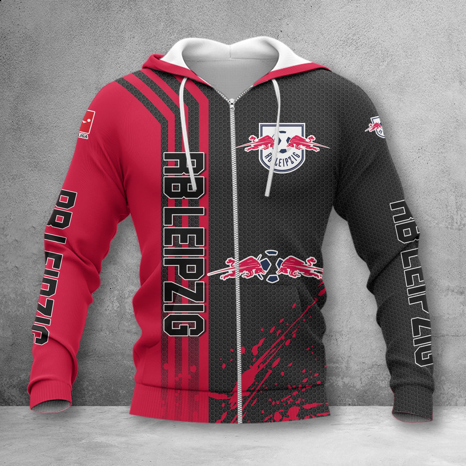 RB Leipzig Hoodie Zip Herren | RBL Kapuzenjacke mit Reißverschluss WINA2750