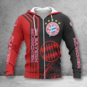 Bayern München Hoodie Zip Herren | FCB Kapuzenjacke mit Reißverschluss WINA2748