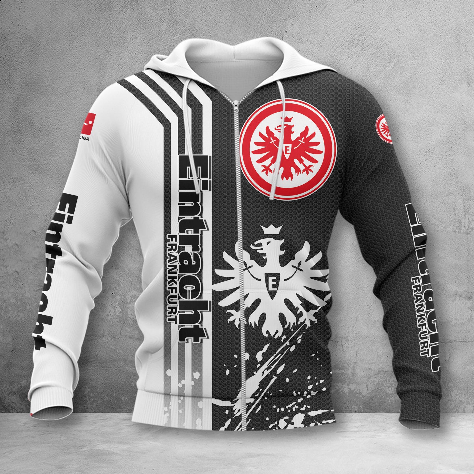 Eintracht Frankfurt Hoodie Zip Herren | SGE Kapuzenjacke mit Reißverschluss WINA2746