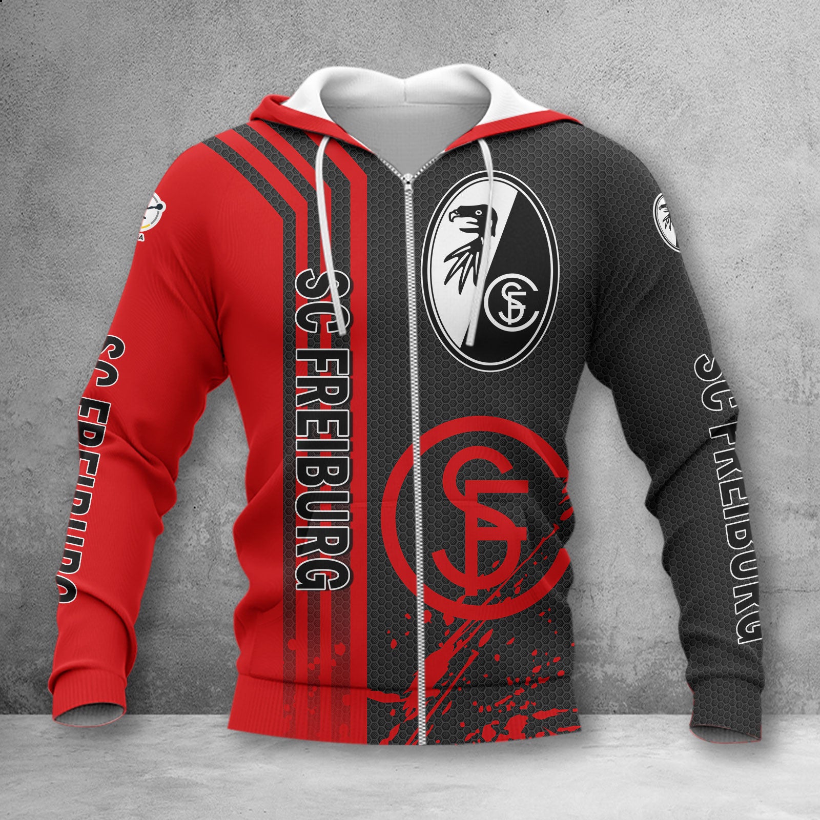 SC Freiburg II Hoodie Zip Herren | SCF II Kapuzenjacke mit Reißverschluss WINA2787