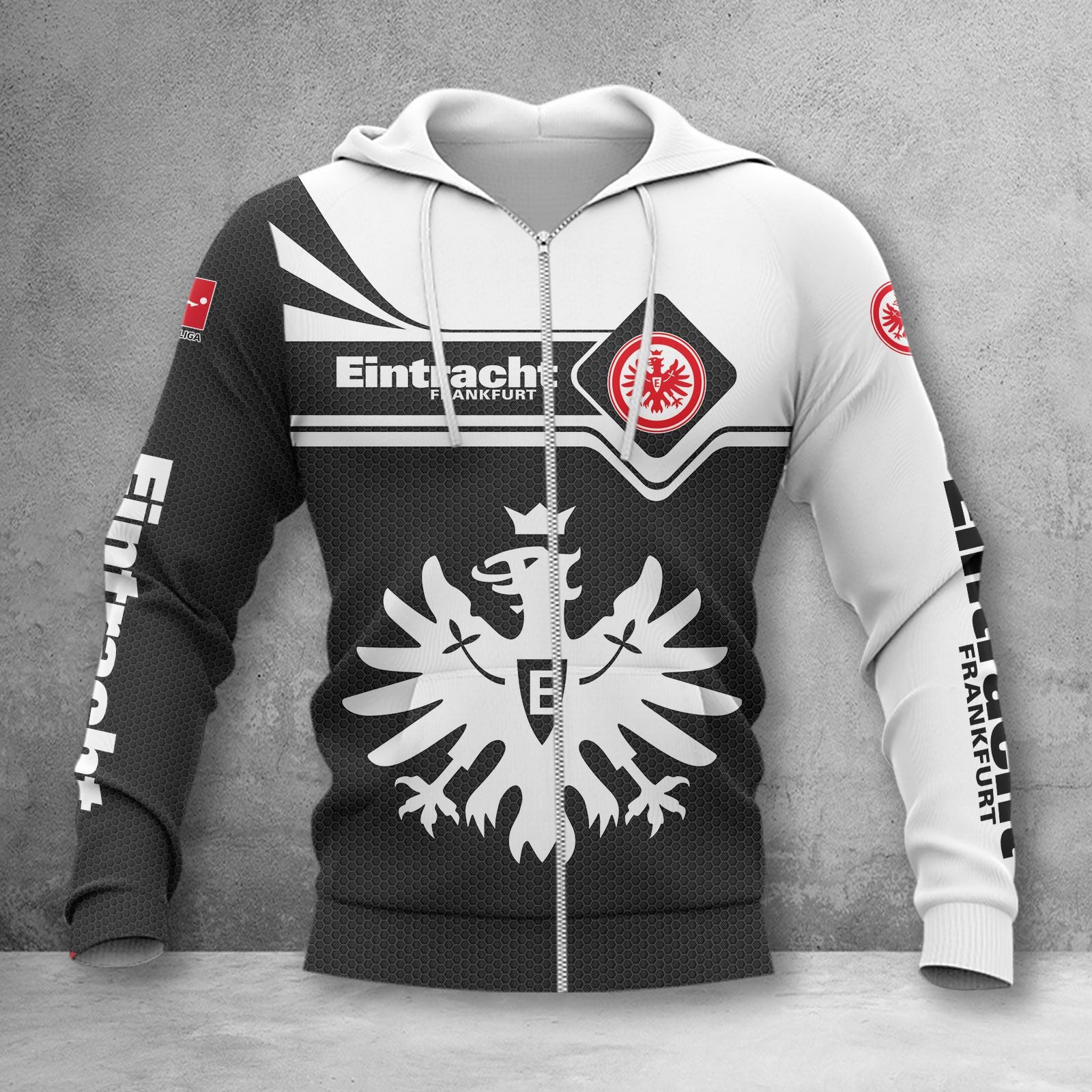 Eintracht Frankfurt Hoodie Zip Herren | SGE Kapuzenjacke mit Reißverschluss WINA3159