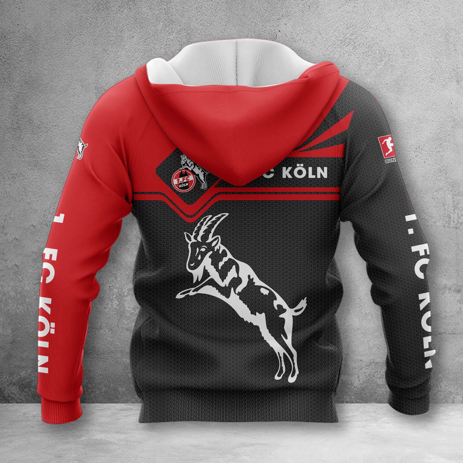 1. FC Köln Hoodie Zip Herren | Effzeh Kapuzenjacke mit Reißverschluss WINA3154 – Bild 2