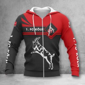 1. FC Köln Hoodie Zip Herren | Effzeh Kapuzenjacke mit Reißverschluss WINA3154