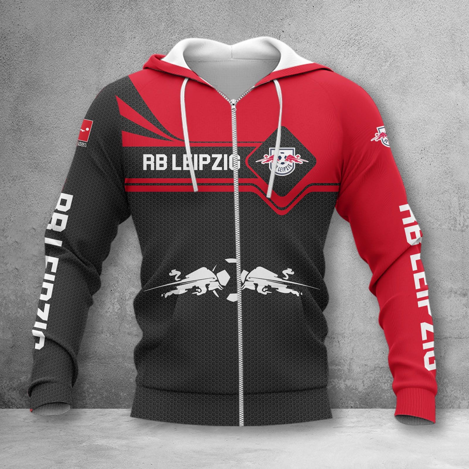RB Leipzig Hoodie Herren | RBL Kapuzenpullover WINA3163 – Bild 2