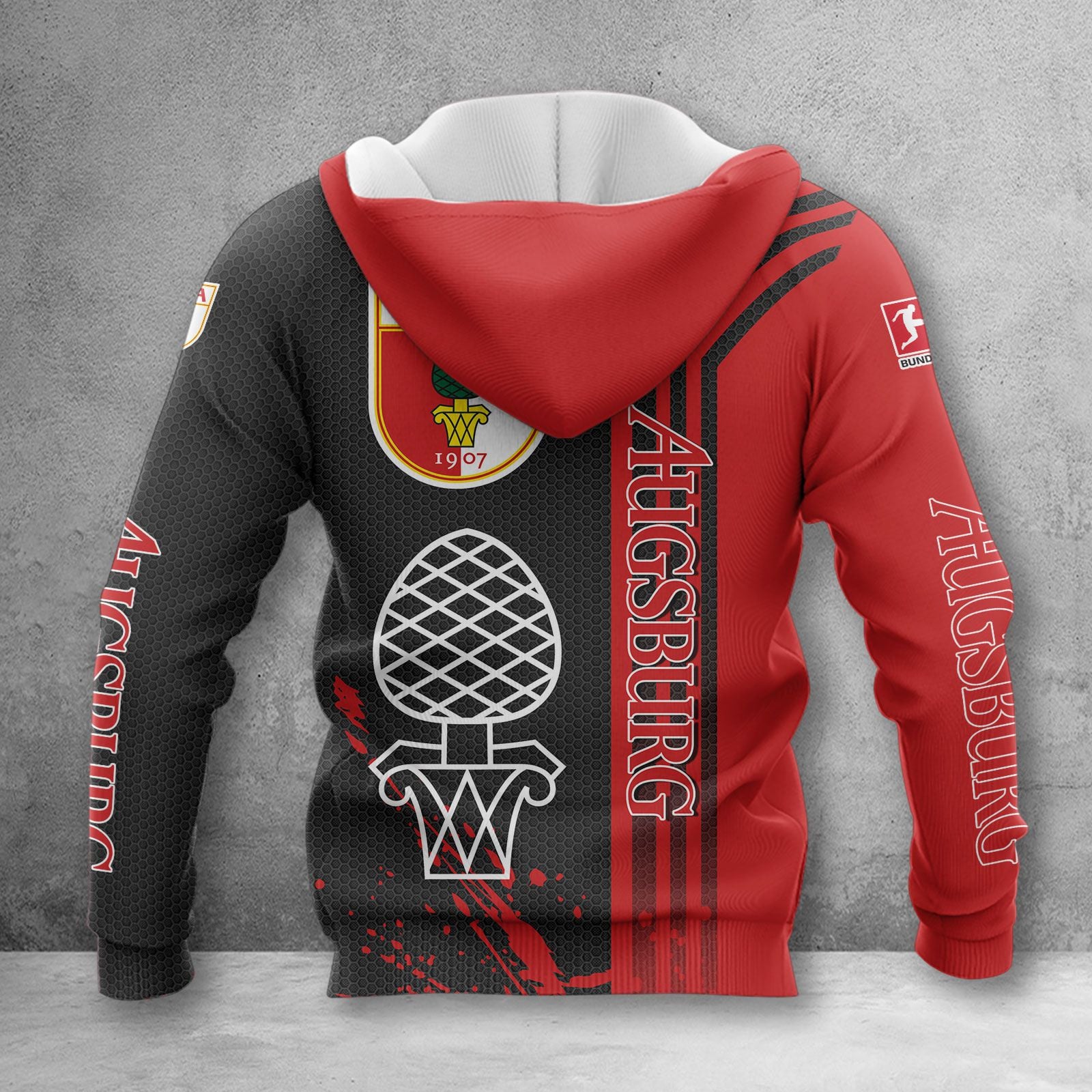 FC Augsburg Hoodie Zip Herren | FCA Kapuzenjacke mit Reißverschluss WINA3218 – Bild 2