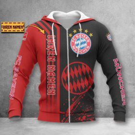 Bayern München Hoodie Zip Herren | FCB Kapuzenjacke mit Reißverschluss WINA3219