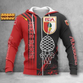 FC Augsburg Hoodie Zip Herren | FCA Kapuzenjacke mit Reißverschluss WINA3218