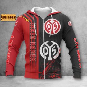 1. FSV Mainz 05 Hoodie Zip Herren | Mainz 05 Kapuzenjacke mit Reißverschluss WINA3213