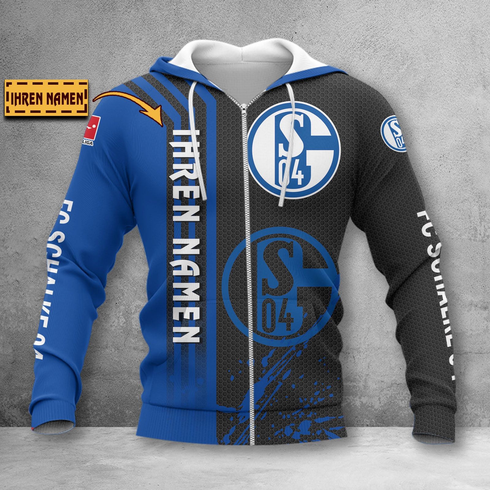 Schalke 04 Hoodie Zip Herren | S04 Kapuzenjacke mit Reißverschluss WINA3223
