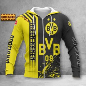 Borussia Dortmund Hoodie Zip Herren | BVB Kapuzenjacke mit Reißverschluss WINA3215