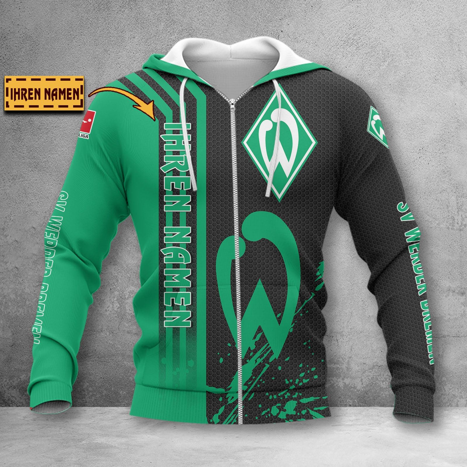 Werder Bremen Hoodie Zip Herren | SVW Kapuzenjacke mit Reißverschluss WINA3229