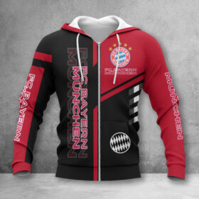 Bayern München Hoodie Zip Herren | FCB Kapuzenjacke mit Reißverschluss WINA3474