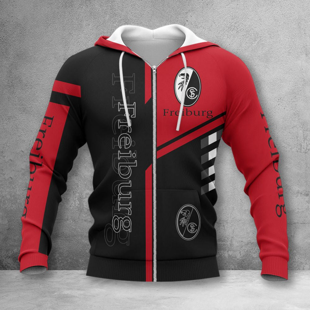 SC Freiburg Hoodie Zip Herren | SCF Kapuzenjacke mit Reißverschluss WINA3477