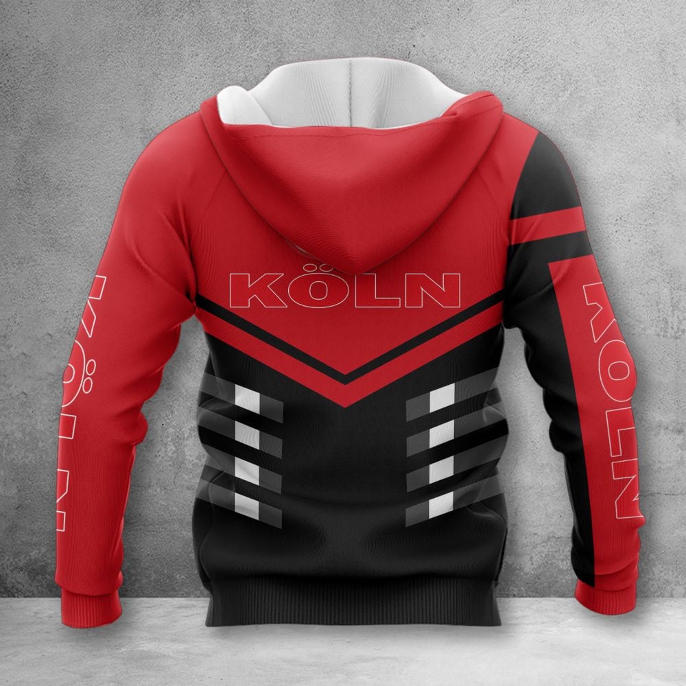1. FC Köln Hoodie Zip Herren | Effzeh Kapuzenjacke mit Reißverschluss WINA3523 – Bild 2