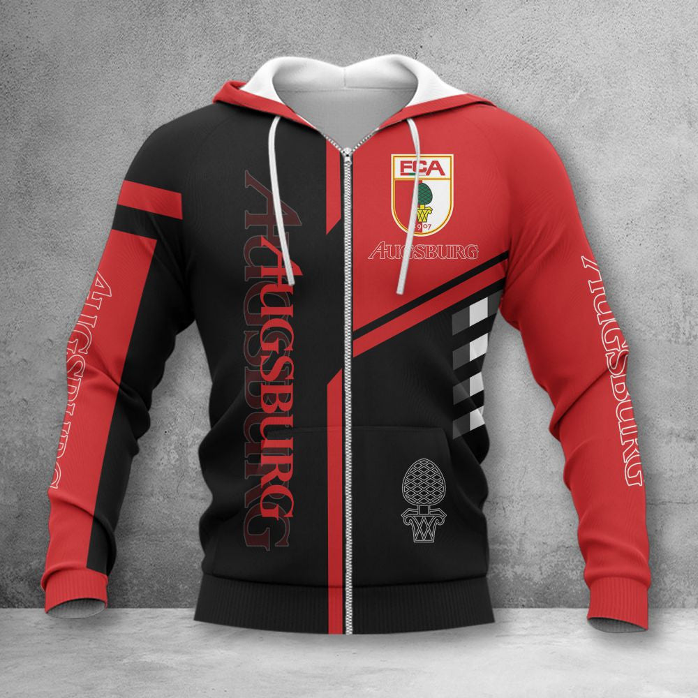 FC Augsburg Hoodie Zip Herren | FCA Kapuzenjacke mit Reißverschluss WINA3473