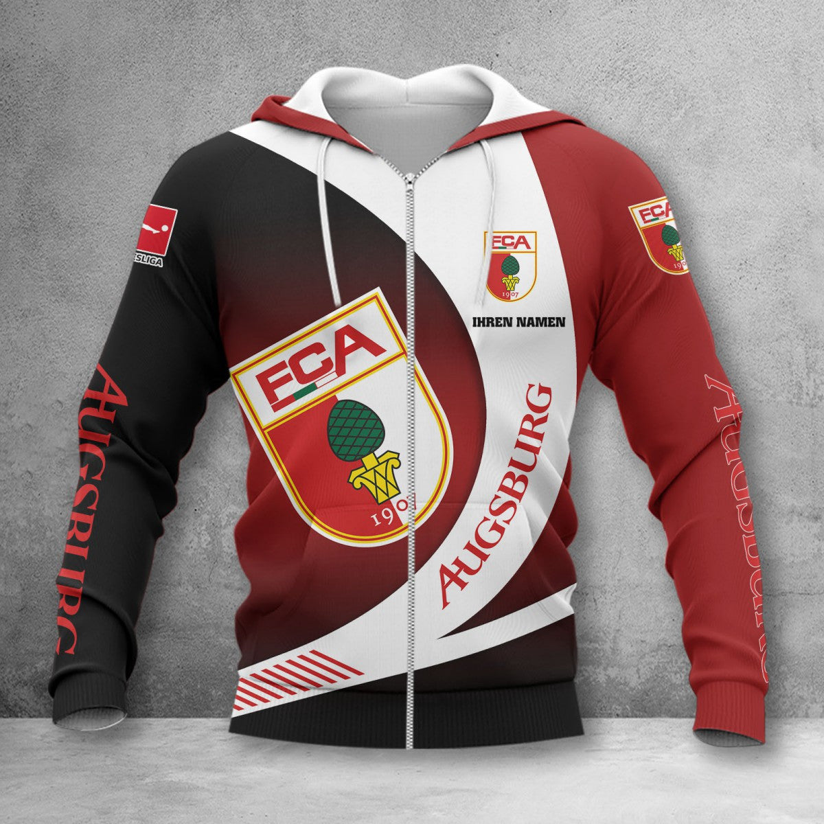 FC Augsburg Hoodie Zip Herren | FCA Kapuzenjacke mit Reißverschluss WINA11457