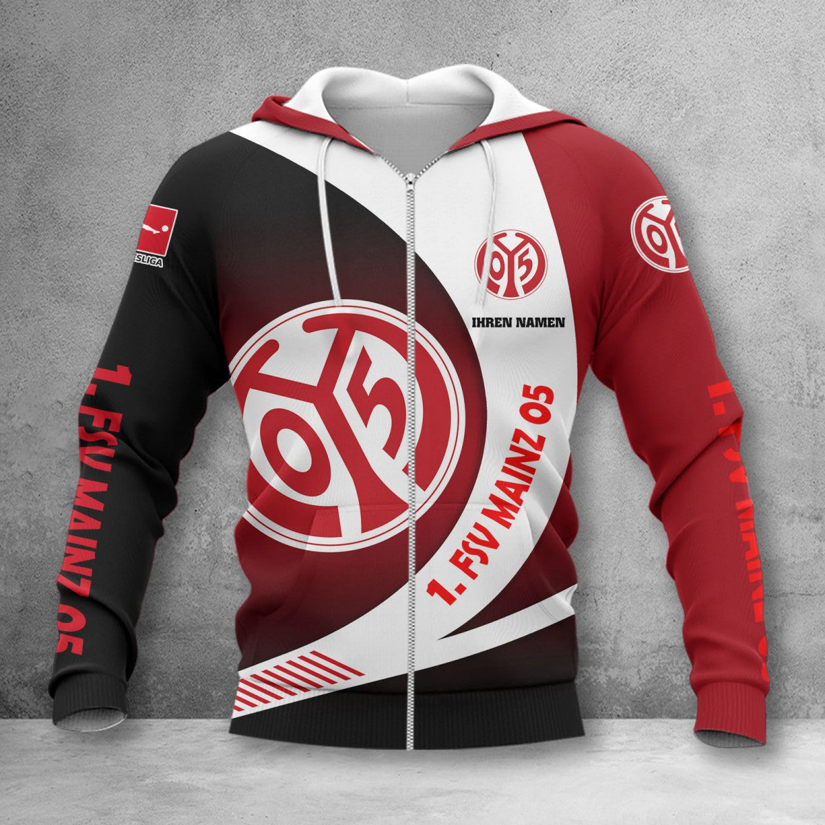 1. FSV Mainz 05 Hoodie Zip Herren | Mainz 05 Kapuzenjacke mit Reißverschluss WINA11452