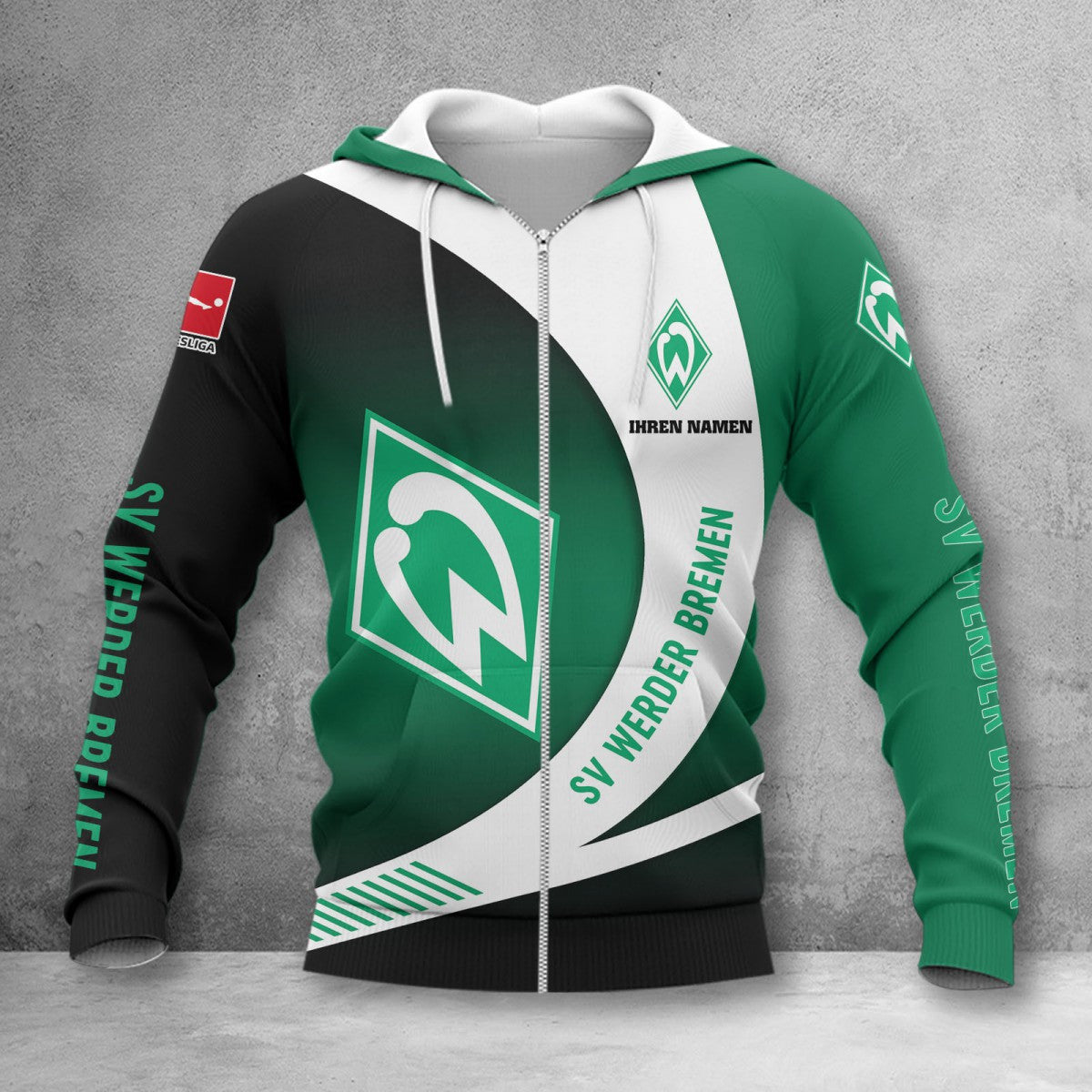 Werder Bremen Hoodie Zip Herren | SVW Kapuzenjacke mit Reißverschluss WINA11468
