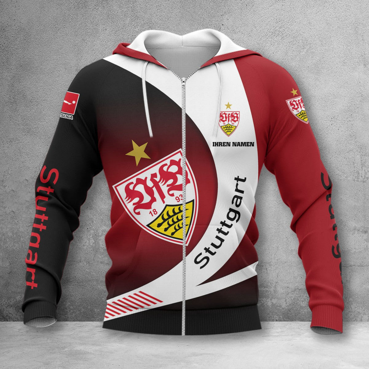 VfB Stuttgart Hoodie Zip Herren | VfB Kapuzenjacke mit Reißverschluss WINA11465