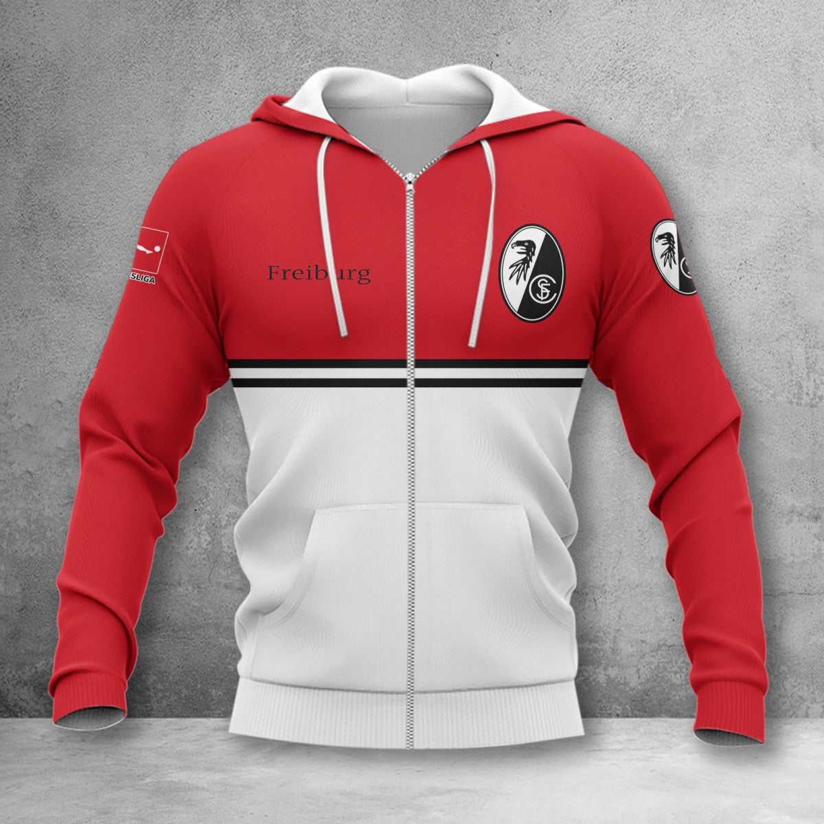 SC Freiburg Hoodie Zip Herren | SCF Kapuzenjacke mit Reißverschluss WINA11843