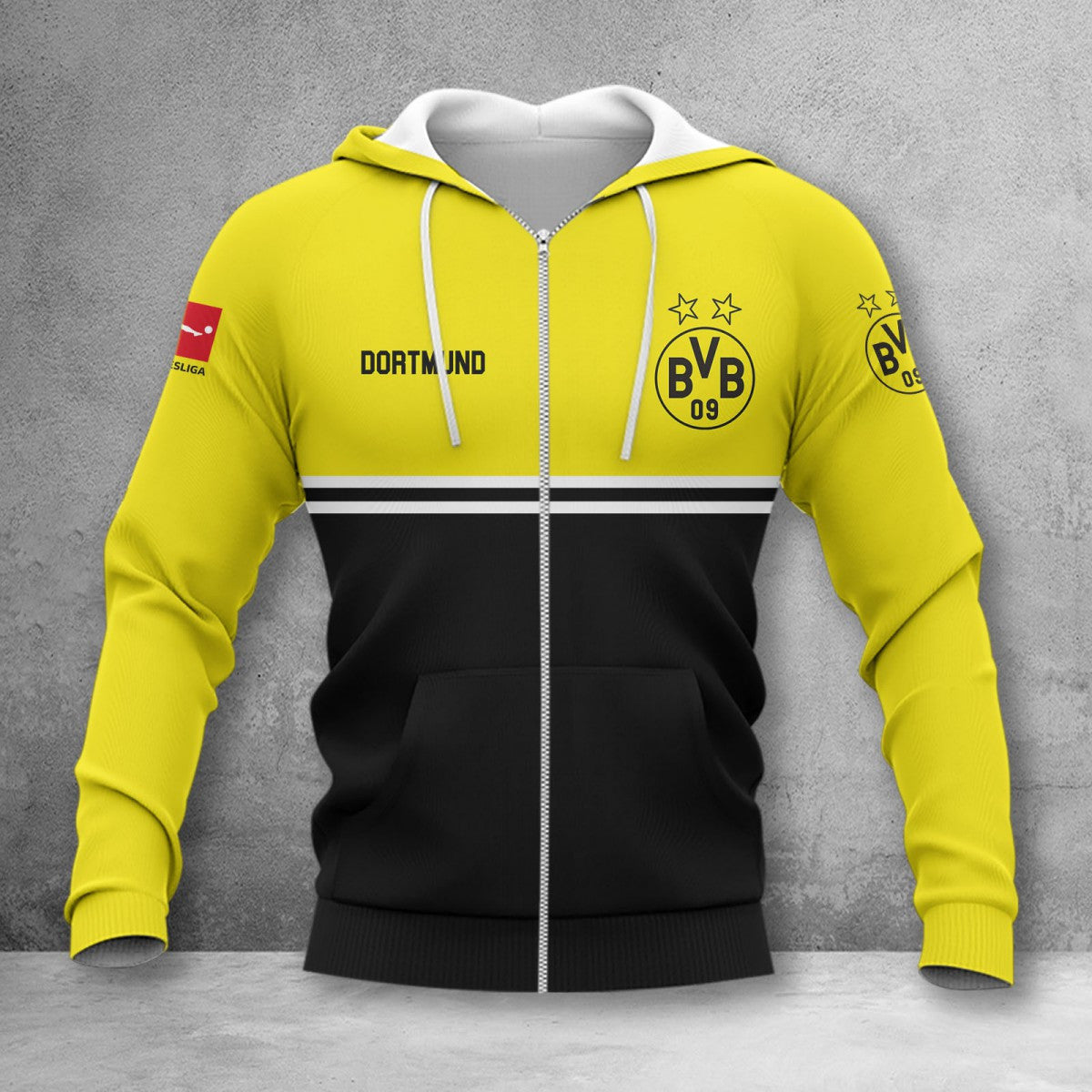 Borussia Dortmund Hoodie Zip Herren | BVB Kapuzenjacke mit Reißverschluss WINA11836