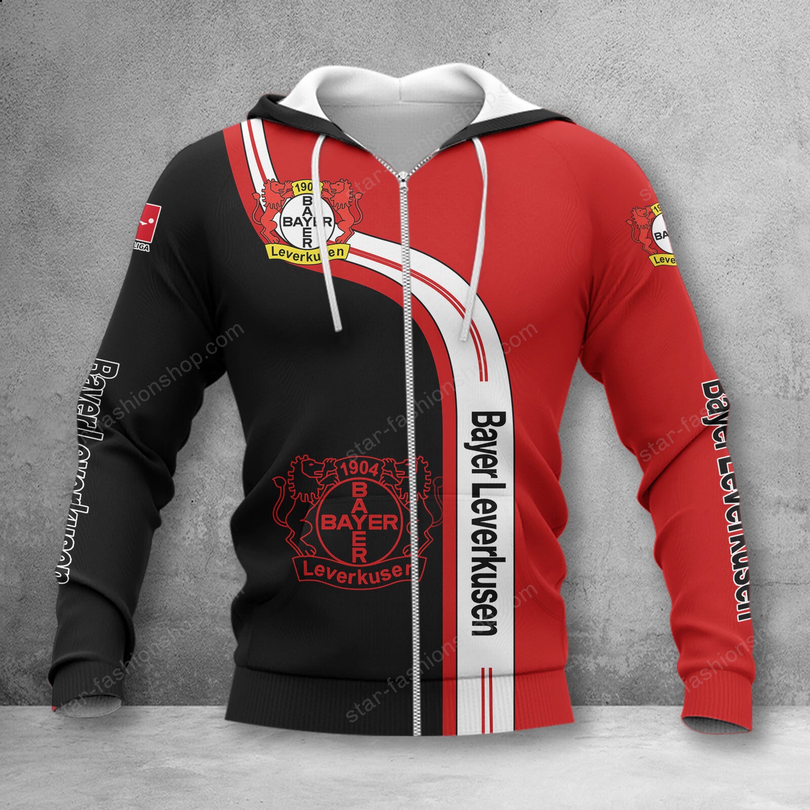 Bayer 04 Leverkusen Hoodie Zip Herren | B04 Kapuzenjacke mit Reißverschluss WINA2799