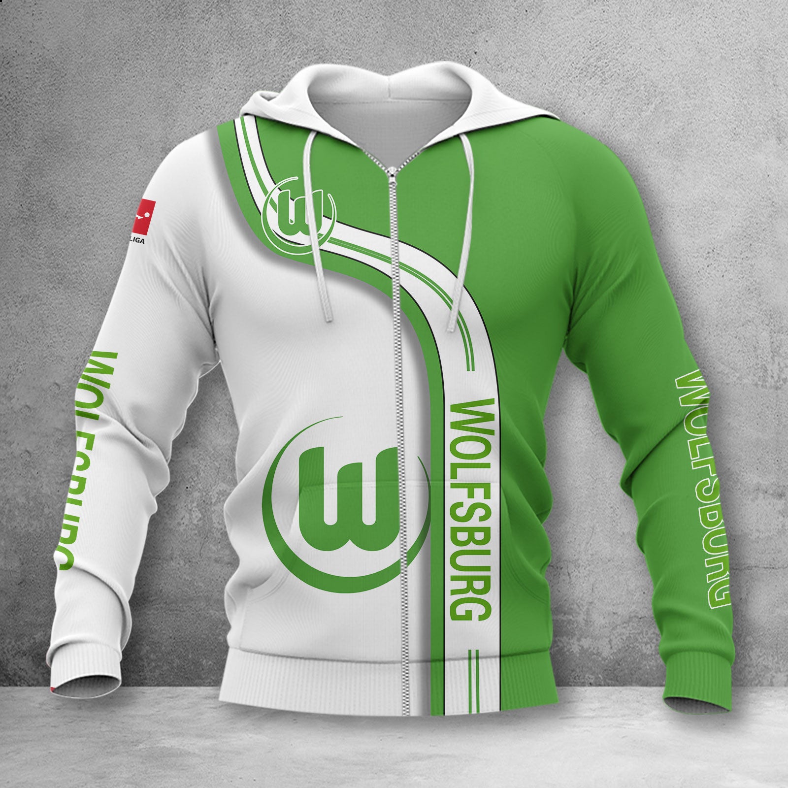 VfL Wolfsburg Hoodie Zip Herren | WOB Kapuzenjacke mit Reißverschluss WINA2813