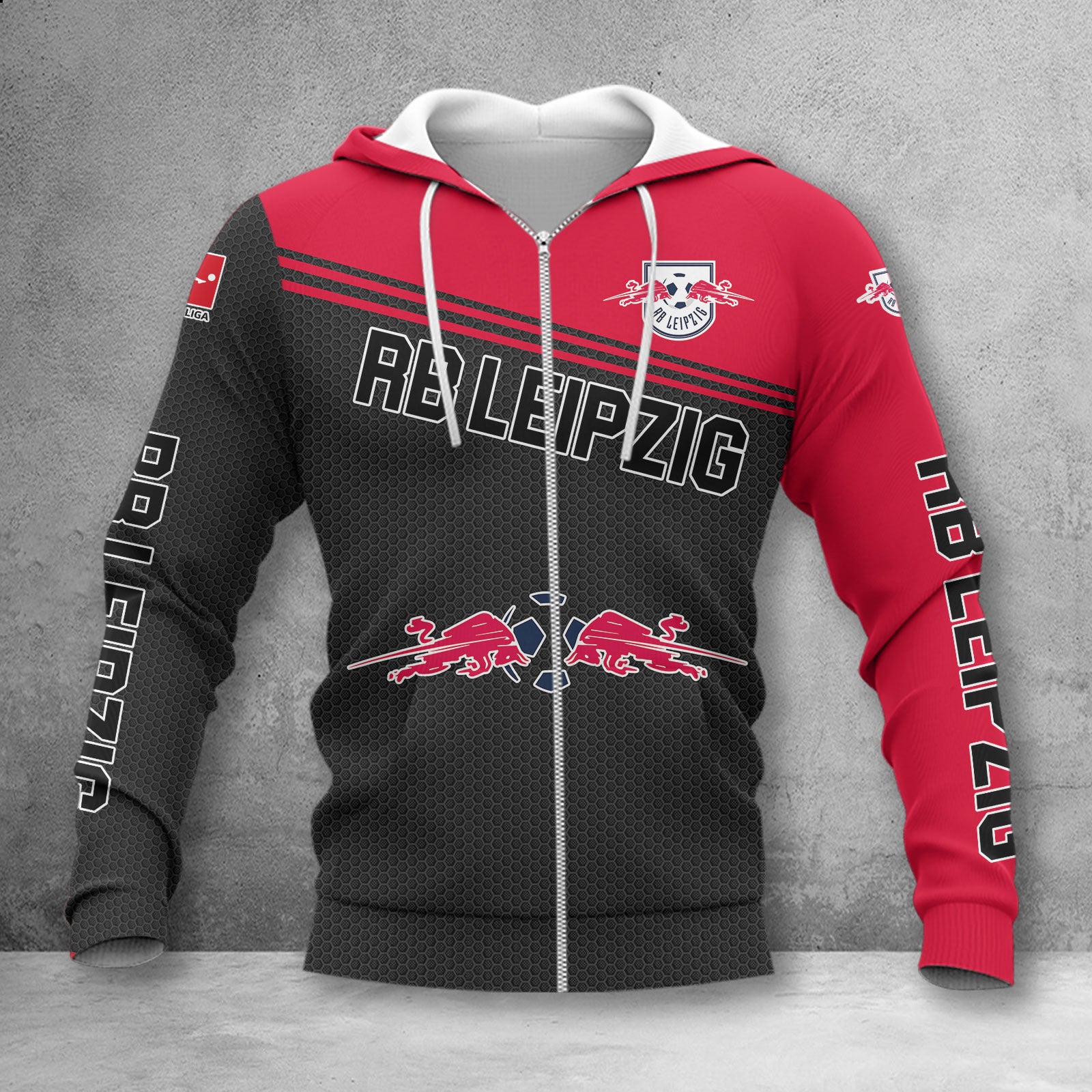 RB Leipzig Hoodie Zip Herren | RBL Kapuzenjacke mit Reißverschluss WINA2918