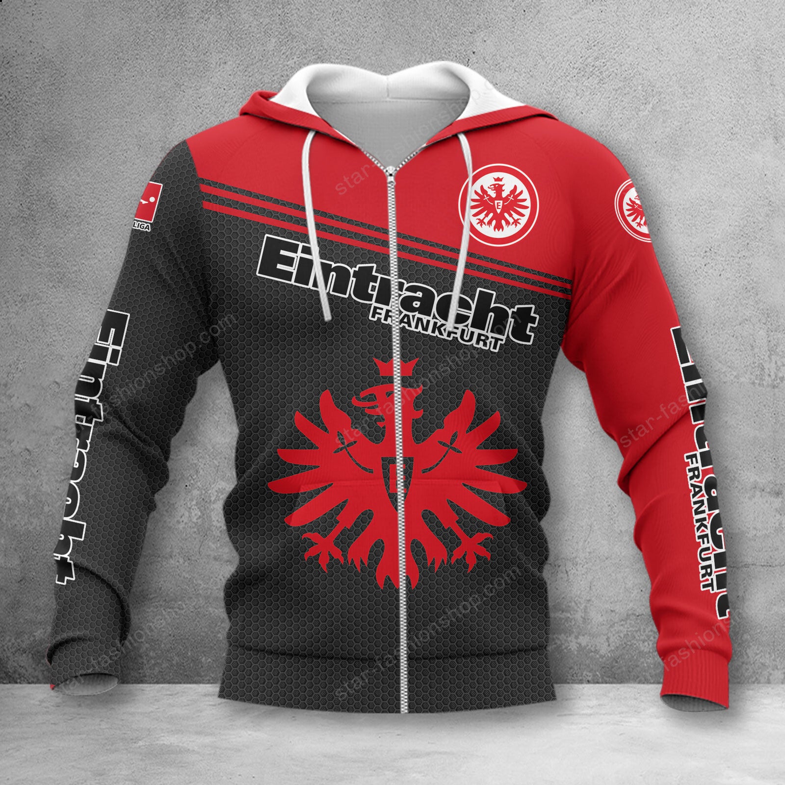 Eintracht Frankfurt Hoodie Zip Herren | SGE Kapuzenjacke mit Reißverschluss WINA2914