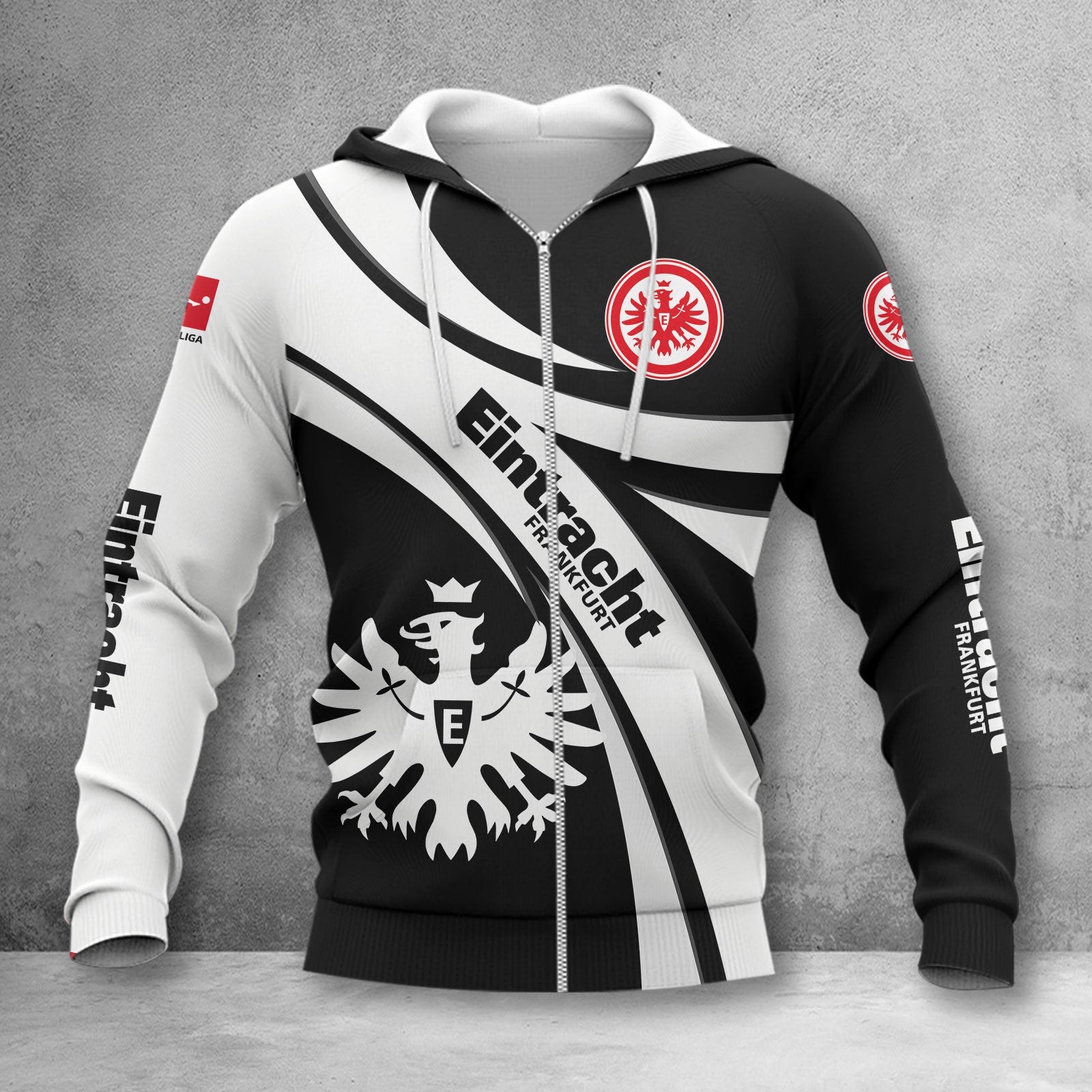 Eintracht Frankfurt Hoodie Zip Herren | SGE Kapuzenjacke mit Reißverschluss WINA2449